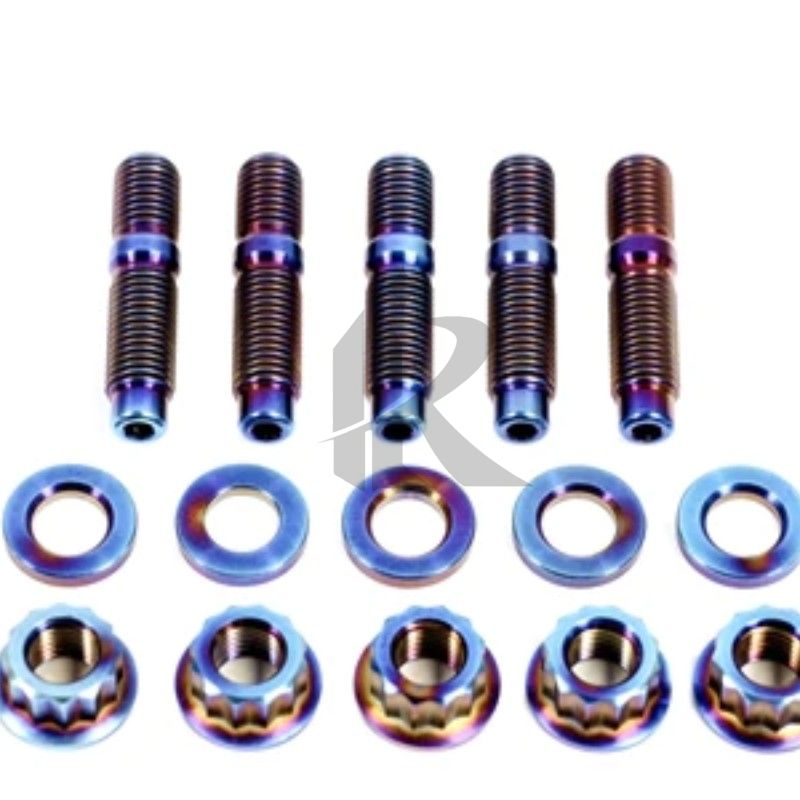 Precision M10x1.25x45 UNF Burnt Blue Finish Titanium Stud Bolts Exhaust Manifold Rod Ends