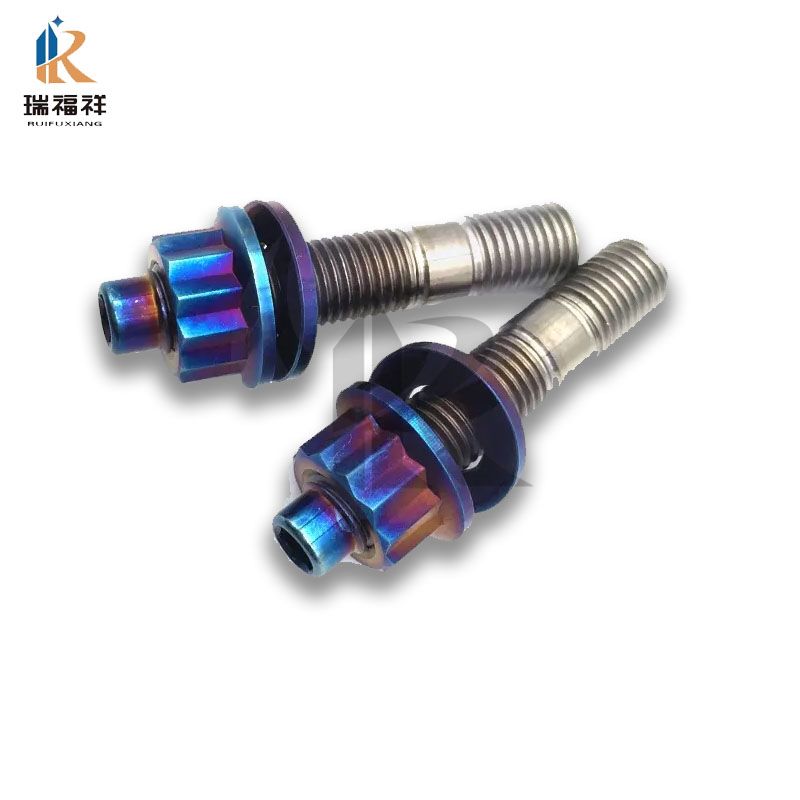 Precision M10x1.25x45 UNF Burnt Blue Finish Titanium Stud Bolts Exhaust Manifold Rod Ends