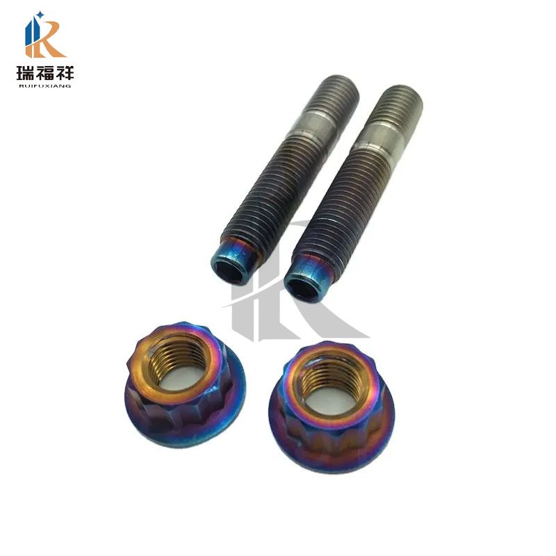 Precision M10x1.25x45 UNF Burnt Blue Finish Titanium Stud Bolts Exhaust Manifold Rod Ends