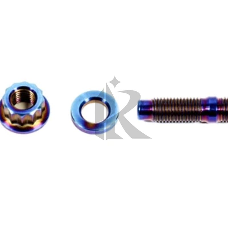 Precision M10x1.25x45 UNF Burnt Blue Finish Titanium Stud Bolts Exhaust Manifold Rod Ends