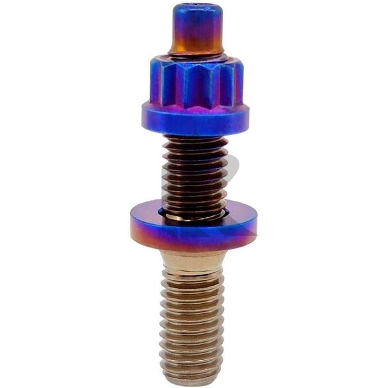 Precision M10x1.25x45 UNF Burnt Blue Finish Titanium Stud Bolts Exhaust Manifold Rod Ends