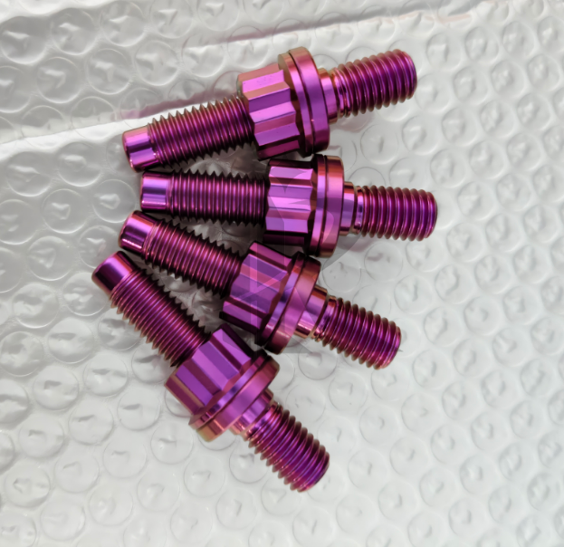 Precision M10x1.25x45 UNF Burnt Blue Finish Titanium Stud Bolts Exhaust Manifold Rod Ends