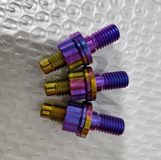 Precision M10x1.25x45 UNF Burnt Blue Finish Titanium Stud Bolts Exhaust Manifold Rod Ends