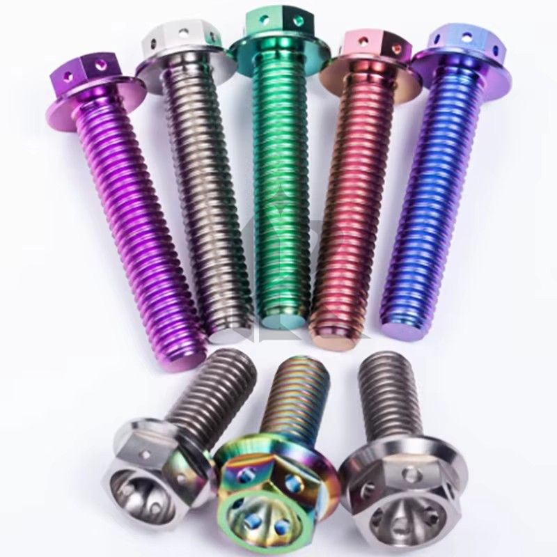 Grade 5 Titanium Hex Flange Bolts M6 M8 M10 Sizes Industrial & Motorcycle Application 16mm 20mm 25mm 40mm Length Titanium Screws