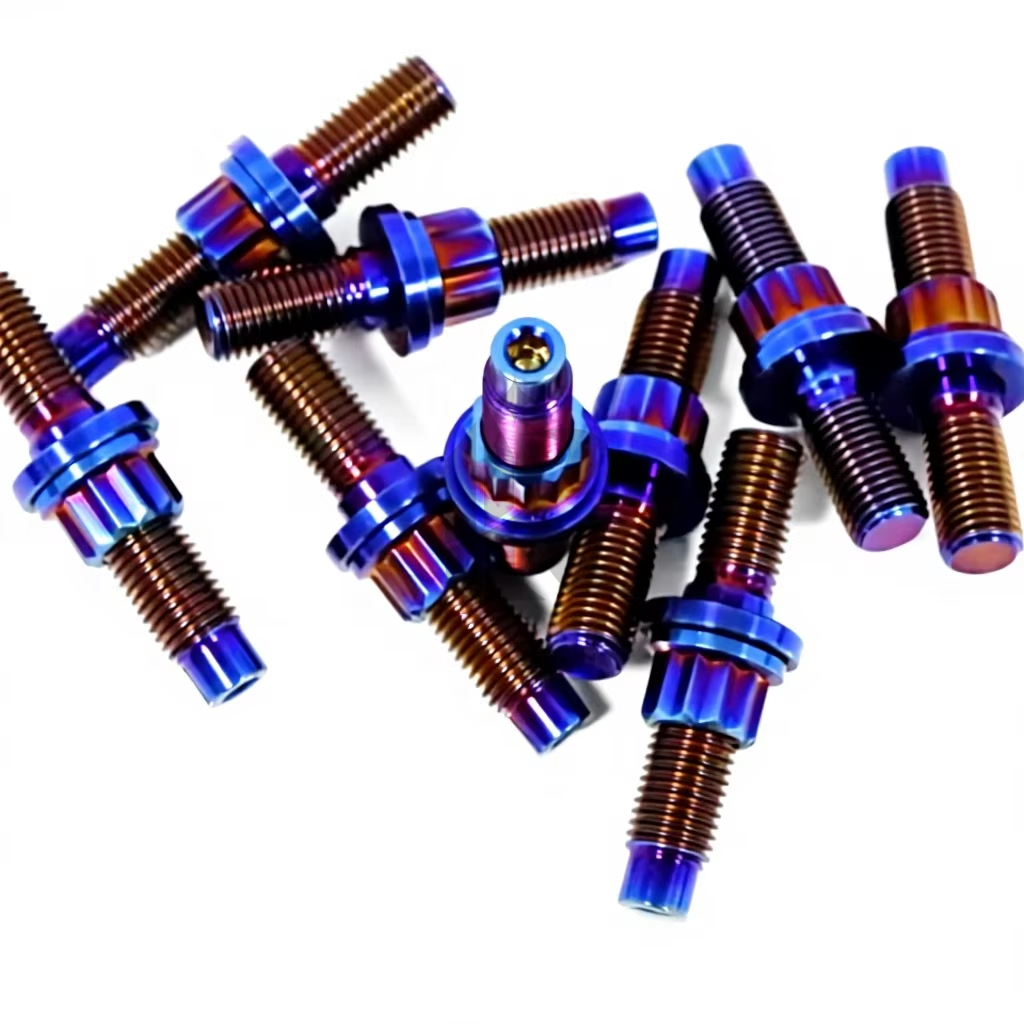 Precision M10x1.25x45 UNF Burnt Blue Finish Titanium Stud Bolts Exhaust Manifold Rod Ends