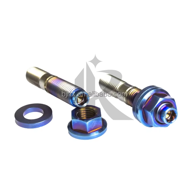 RFX M8*45 Hex Head Titanium Class 10 Stud Bolts & Nuts CNC for Sports/Off-road Car Wheel Modification