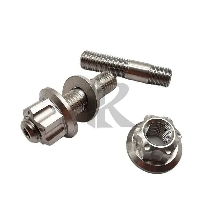 RFX M8*45 Hex Head Titanium Class 10 Stud Bolts & Nuts CNC for Sports/Off-road Car Wheel Modification