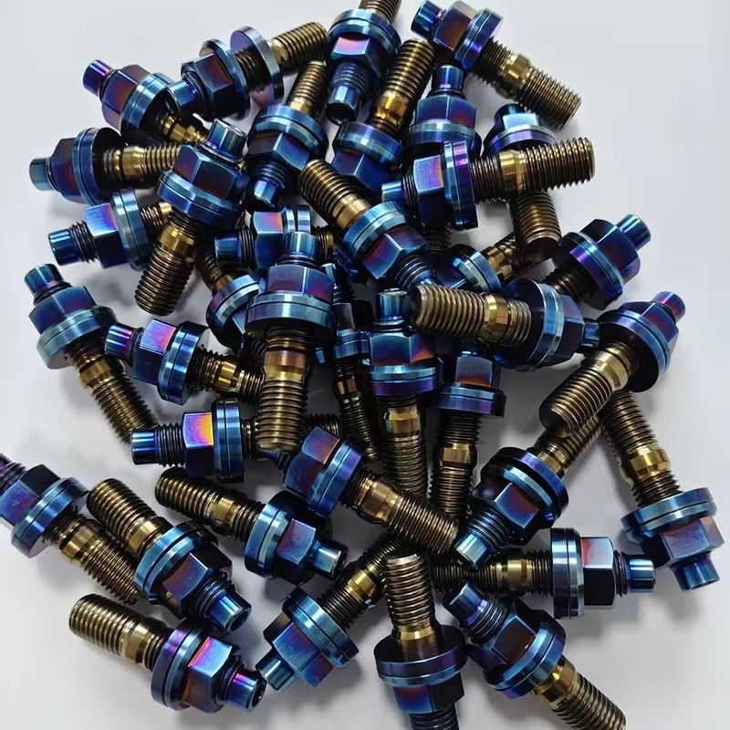 RFX M8*45 Hex Head Titanium Class 10 Stud Bolts & Nuts CNC for Sports/Off-road Car Wheel Modification