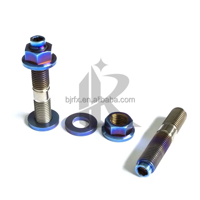 RFX M8*45 Hex Head Titanium Class 10 Stud Bolts & Nuts CNC for Sports/Off-road Car Wheel Modification
