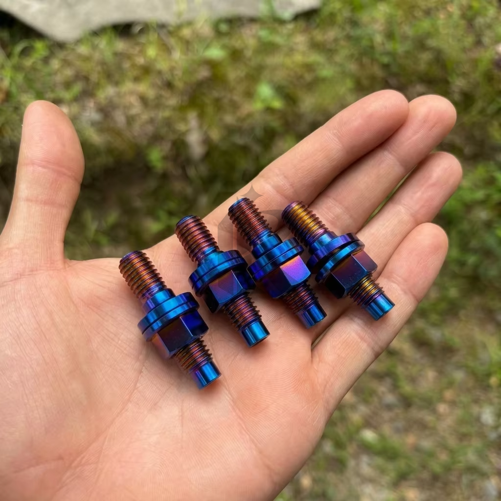 RFX M8*45 Hex Head Titanium Class 10 Stud Bolts & Nuts CNC for Sports/Off-road Car Wheel Modification