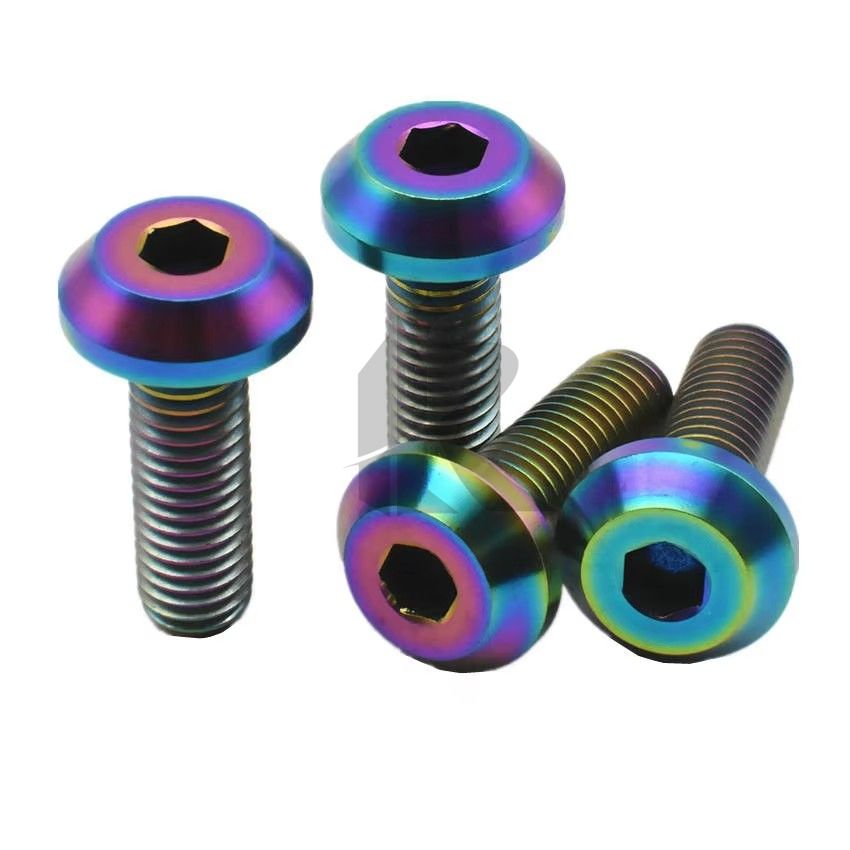 GR5 Titanium Bolts M6*30mm Colorful Umbrella Head Hex Socket Screws Zinc/Anodized Finish Dome Head for Bicycle Motorcycle Car