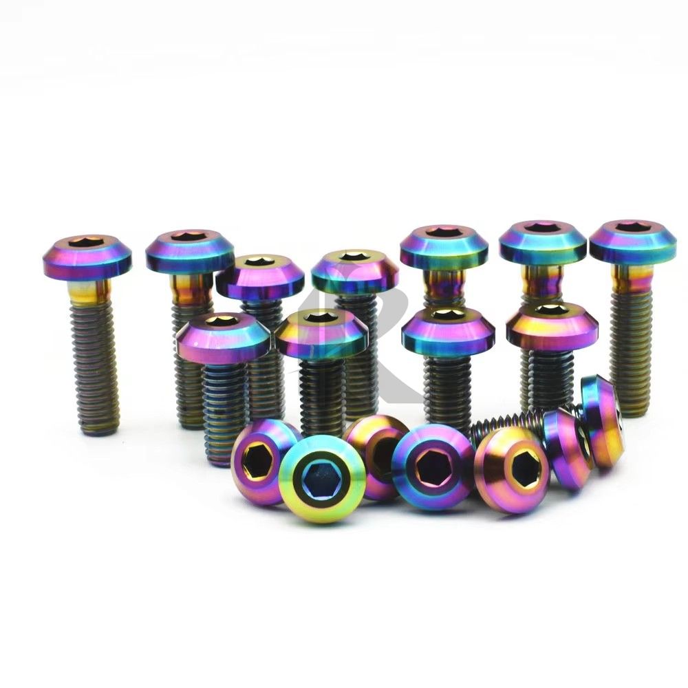 GR5 Titanium Bolts M6*30mm Colorful Umbrella Head Hex Socket Screws Zinc/Anodized Finish Dome Head for Bicycle Motorcycle Car