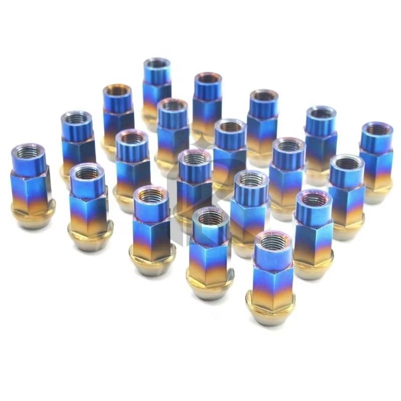 Wholesale Custom CNC Machined Anodized PVD Coating Colored M12x1.5 M14x1.5 Titanium Bolt and Nut Screw Hub Whe