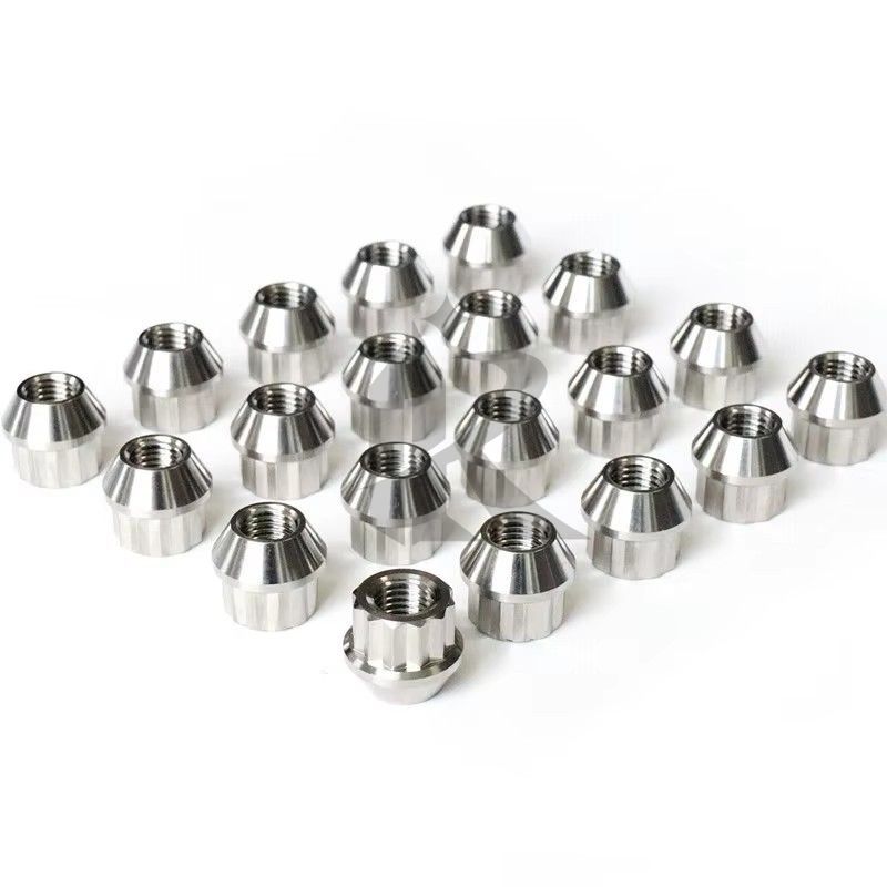 Auto Part Titanium Lug Nuts M12 M14 Gr2 Gr5 Anodized 12 Point Flange Nut Turning Cnc Custom Laser Equipment Manufacture Services