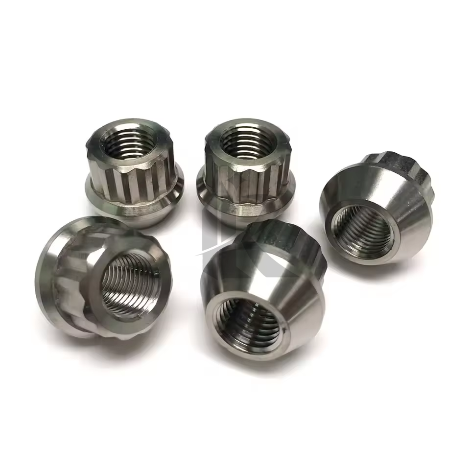 Auto Part Titanium Lug Nuts M12 M14 Gr2 Gr5 Anodized 12 Point Flange Nut Turning Cnc Custom Laser Equipment Manufacture Services