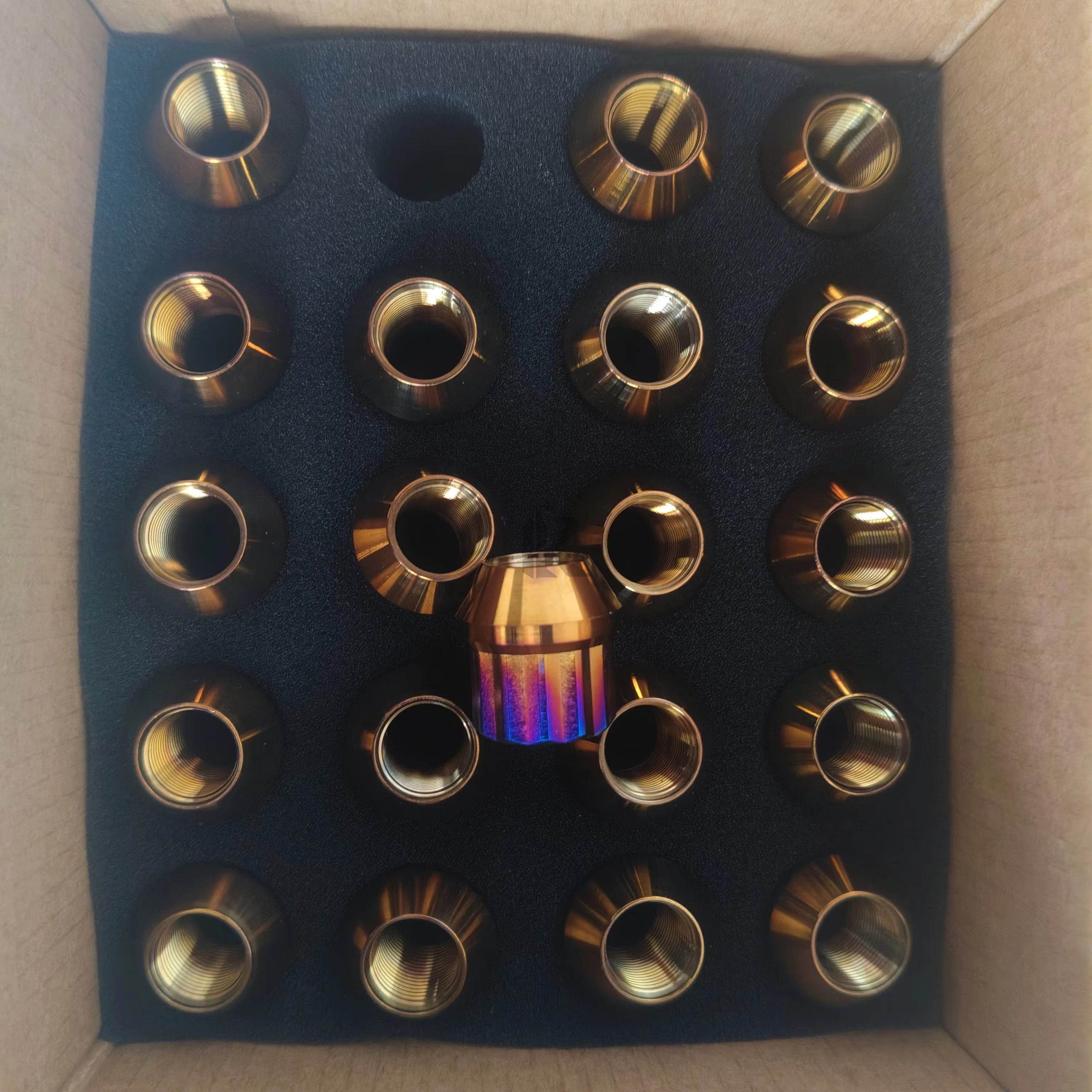 Auto Part Titanium Lug Nuts M12 M14 Gr2 Gr5 Anodized 12 Point Flange Nut Turning Cnc Custom Laser Equipment Manufacture Services