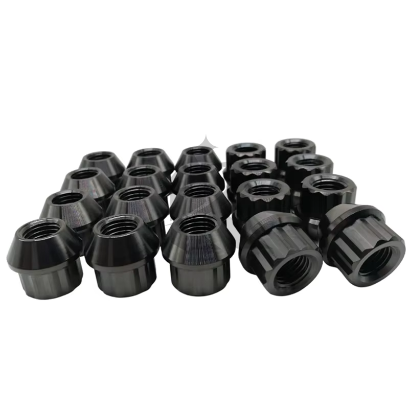 Auto Part Titanium Lug Nuts M12 M14 Gr2 Gr5 Anodized 12 Point Flange Nut Turning Cnc Custom Laser Equipment Manufacture Services