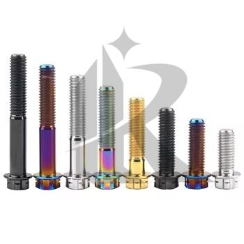 High Quality Custom Torx Flange Motorcycle Bolts Burnt Blue Titanium (Gr5 M6)-Premium Metal Product