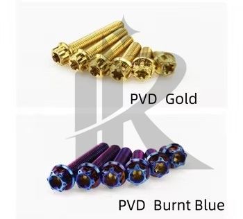 High Quality Custom Torx Flange Motorcycle Bolts Burnt Blue Titanium (Gr5 M6)-Premium Metal Product