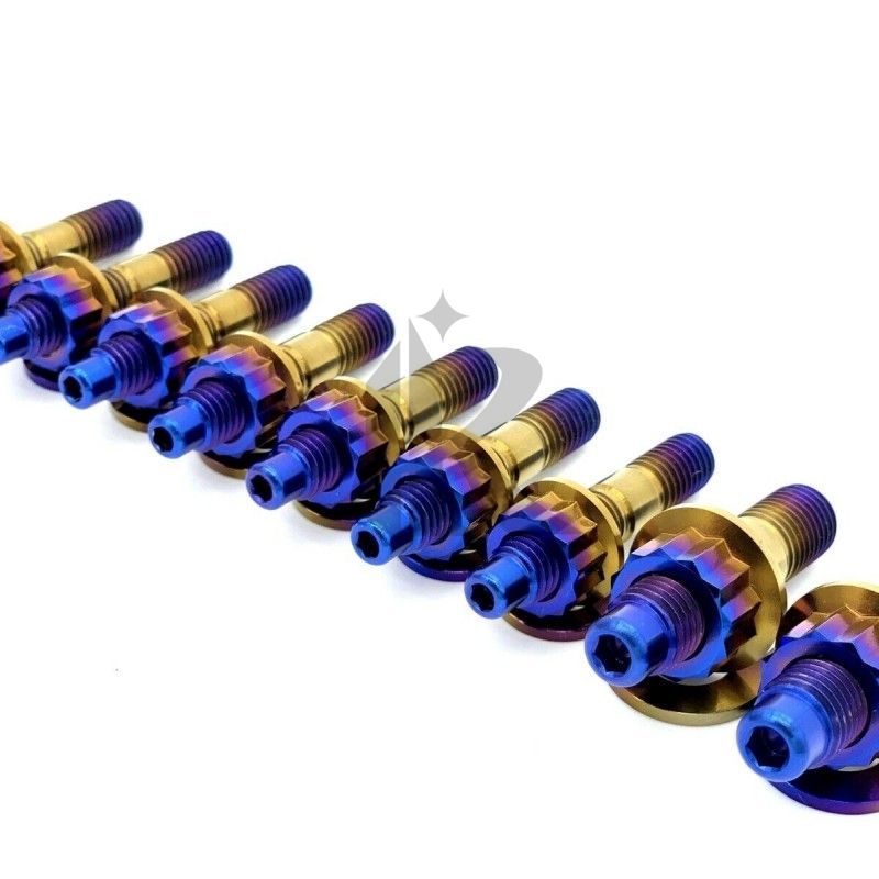 Precision M10x1.25x45 UNF Burnt Blue Finish Titanium Stud Bolts Exhaust Manifold Rod Ends