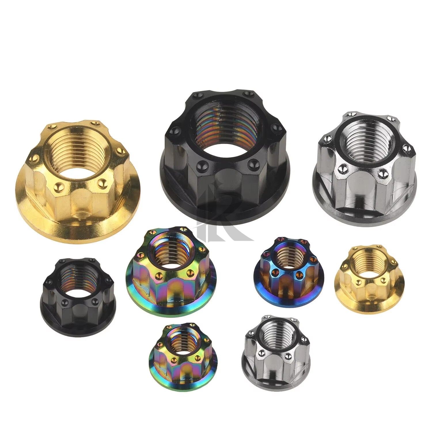 Titanium Alloy Flat Head Anodized Flange Nuts M8 Class 10 UNC Thread 2 Per Bolt for Bicycle Motorcycle Car Rear Axle Spindle