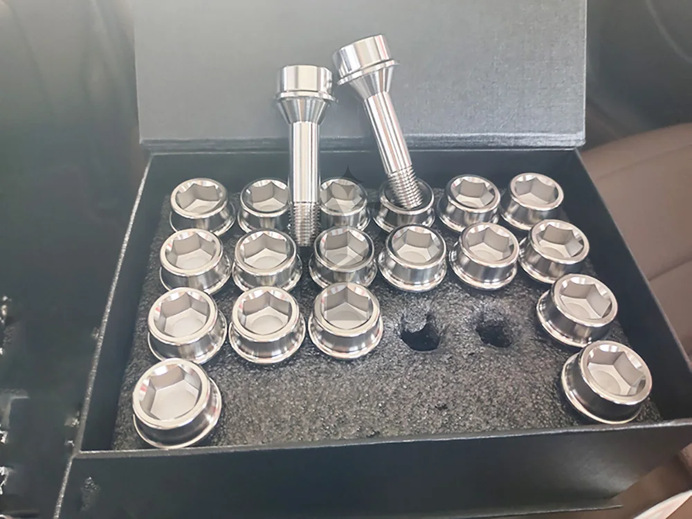 Best-Selling RFX Brand CNC Machined Polished GR5 M14x1.5x48mm Titanium Alloy Wheel Lug Nuts Self-Locking for Auto